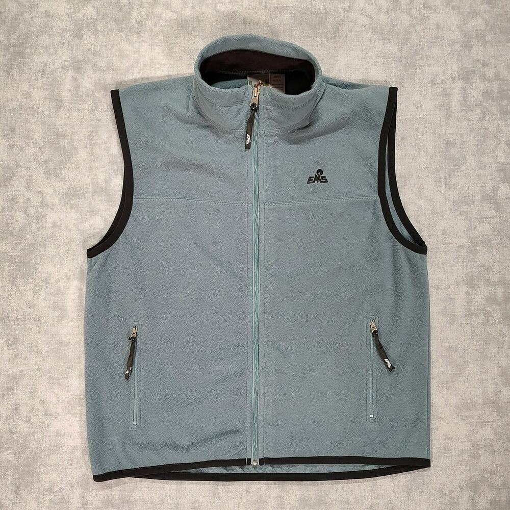 Vintage EMS Eastern Mountain Sports Fleece Vest Men's Medium Gray Full Zip
